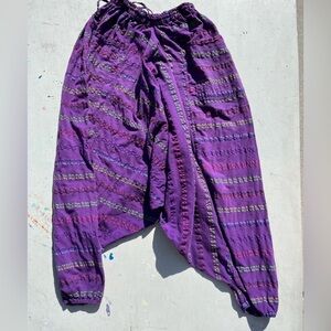 Women's Sariana Pants Multicolor Harem OS Wide Baggy Parachute MC Hammer Pocket